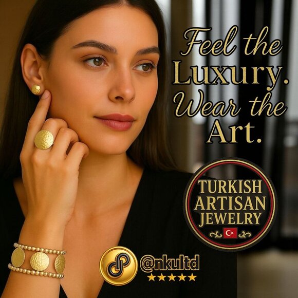 ๐๏ธArtisan Turkish 18K Gold Plated Adjustable Cocktail Ring With Glass Pearl - Picture 11 of 17